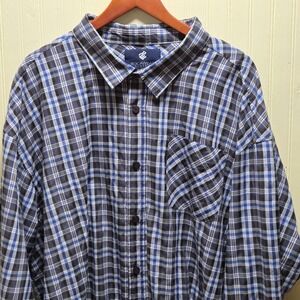 Rocawear Shirt Mens 6XL Big Blue Plaid Long Sleeve Button Front Classic Casual